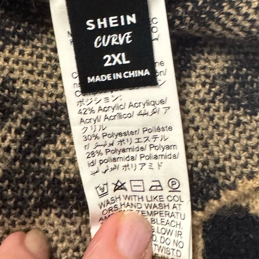 SHEIN Tan & Black Leopard Print V-Neck Button Cardigan - Picture 4 of 4